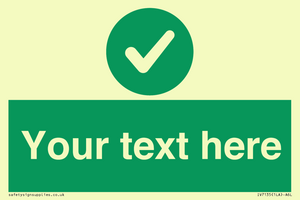 Custom green background, green circle with tick